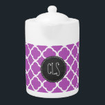 Deep Mauve Quatrefoil; Retro krijtbordlook Theepot<br><div class="desc">U zult genieten van dit schattige,  elegante,   krijtbord ontwerp met Deep Mauve Quatrefoil patroonontwerp! We nodigen u uit in onze winkel,  Baby shower Boutique,  om dit coole retro-schoolbordontwerp te uitzichten op veel meer geweldige aanpasbare producten,  waaronder retro babyshoweruitnodigingen en baby boy & girl-geschenken! Met vriendelijke groet!</div>