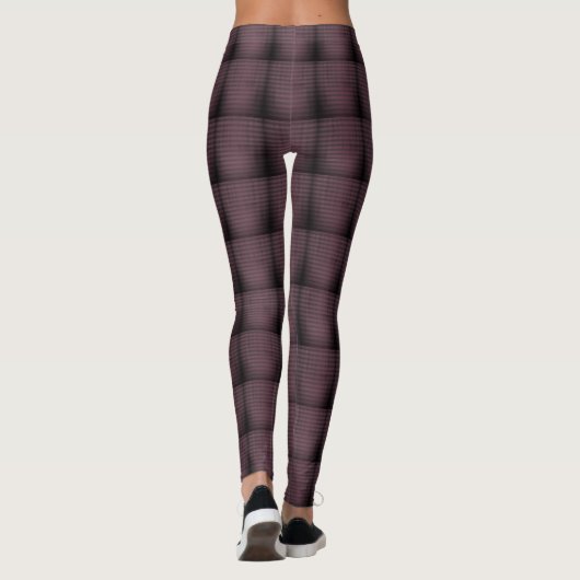 Deep Mauve Tufted Glitch Grid Pattern Leggings (Achterkant)