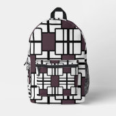 Deep Mauve, witte en zwarte geometrische rugzak (Voorkant)