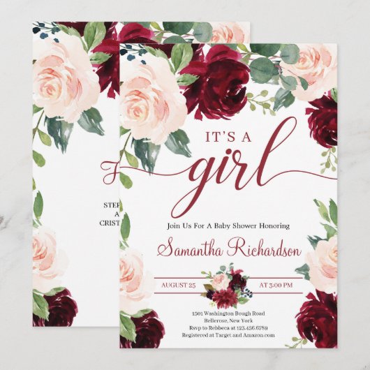 Deep Merlot Florals Maroon en marine Het is een GI Kaart (Voorkant / Achterkant)