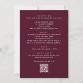 Deep Merlot Wedding | Floral Burgundy Plum QR-code Kaart (Achterkant)