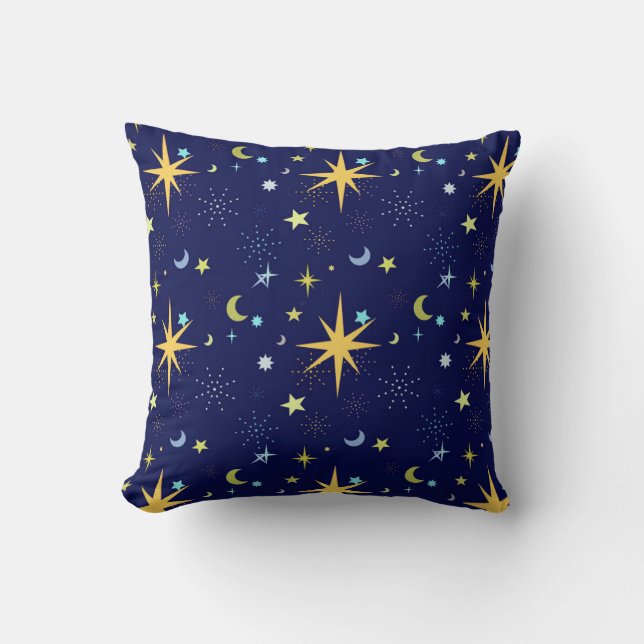 Deep Midnight Blue Night Sky Pillow Kussen (Voorkant)