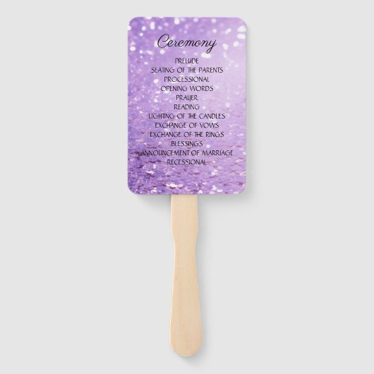 Deep Modern Paarse Glitter Trouwprogramma Handwaaier (Achterkant)