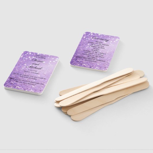 Deep Modern Paarse Glitter Trouwprogramma Handwaaier (Niet-gemonteerd)