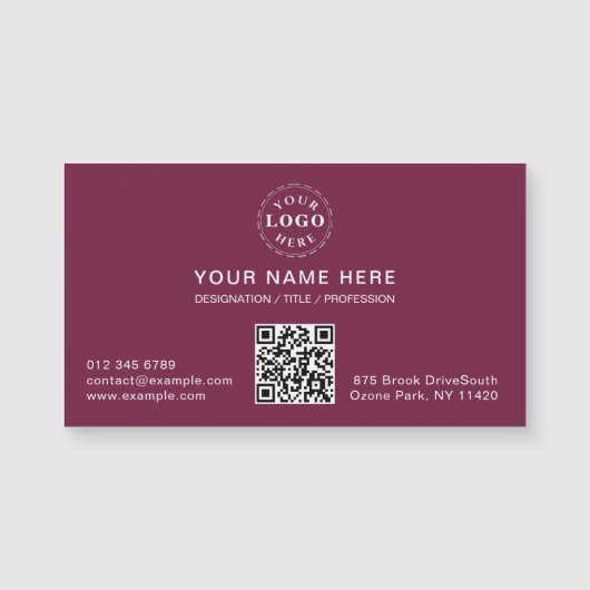 Deep Mulberry Magnetische Kaart met uw informatie (Voorkant)