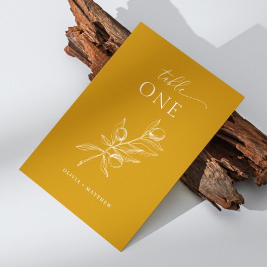 Deep Mustard Yellow Olive Wedding | Elegante Herfs Kaart