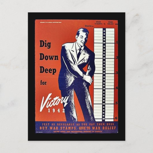 Deep naar beneden voor overwinning 1942 briefkaart (Voorkant)