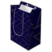Deep Navy blauw en goud Medium Cadeauzakje (Voorkant Gekanteld)