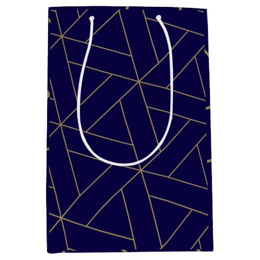 Deep Navy blauw en goud Medium Cadeauzakje (Voorkant)