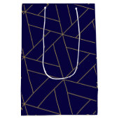 Deep Navy blauw en goud Medium Cadeauzakje (Achterkant)