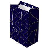 Deep Navy blauw en goud Medium Cadeauzakje (Achterkant Gekanteld)