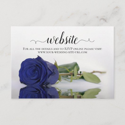 Deep Navy Blue Roos Elegant Wedding Website Informatiekaartje (Voorkant)