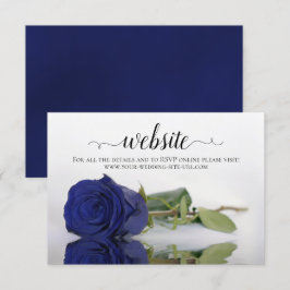 Deep Navy Blue Roos Elegant Wedding Website Informatiekaartje
