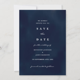 Deep Navy Blue Save the Date Invitation Kaart