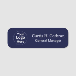 Deep Navy Blue & White Name Tag Design