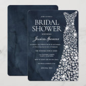 Deep Navy Blue White Wedding Dress Vrijgezellenfee Kaart (Voorkant / Achterkant)