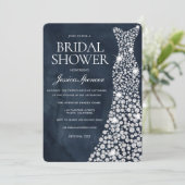 Deep Navy Blue White Wedding Dress Vrijgezellenfee Kaart (Staand voorkant)