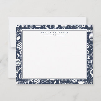 Deep Navy Easter Egg Frame Note Card Kaart