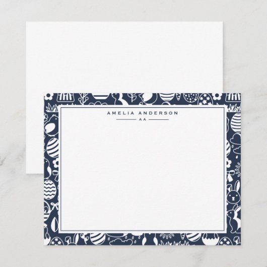 Deep Navy Easter Egg Frame Note Card Kaart (Voorkant / Achterkant)