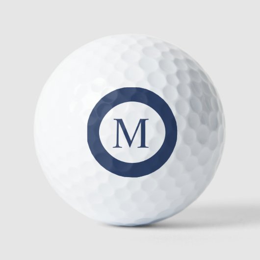 Deep Navy en het Witte Vierkant Grensmonogram Golfballen (Voorkant)