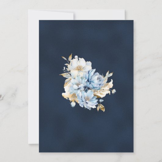 Deep Navy en Ice Blue bruiloft Kaart (Achterkant)
