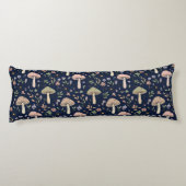 Deep Navy Fungi Seamless Moody Dark Academia Lichaamskussen (Achterkant)