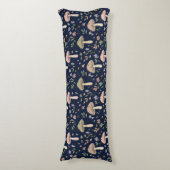 Deep Navy Fungi Seamless Moody Dark Academia Lichaamskussen (Voorkant Verticaal)