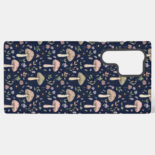 Deep Navy Fungi Seamless Pattern Moody Samsung Galaxy Hoesje (Achterkant horizontaal)