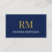 Deep Navy Gold Monogram Personalized Name Luxury  Visitekaartje (Voorkant)
