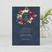 Deep Navy herfst bruiloft Kaart (Staand voorkant)