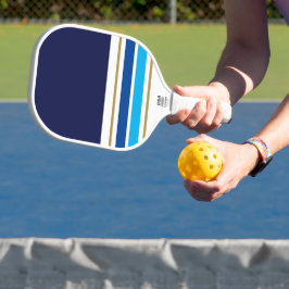 Deep Navy Kleurenblok Sportief Blauw Racing Stripe Pickleball Paddle