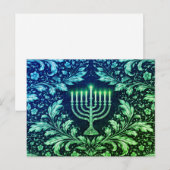 Deep Navy Menorah William Morris Pattern Briefkaart (Voorkant / Achterkant)