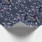 Deep Navy Menorah William Morris Pattern Cadeaupapier (Hoek)