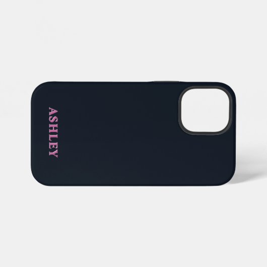 Deep navy pink aangepaste naam iPhone hoesje (Achterkant horizontaal)