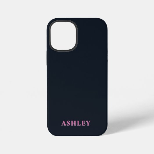 Deep navy pink aangepaste naam iPhone hoesje (Achterkant)