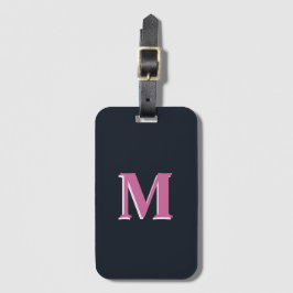 Deep navy roze monogrammed bagagelabel