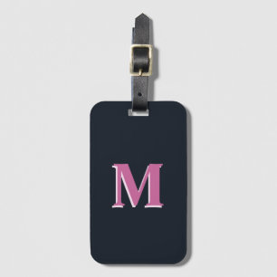 Deep navy roze monogrammed bagagelabel