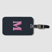 Deep navy roze monogrammed bagagelabel (Voorkant (horizontaal))