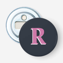 Deep navy roze monogrammed button flesopener