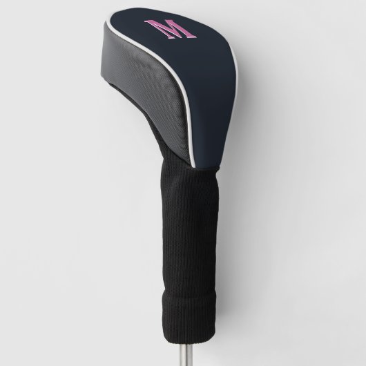 Deep navy roze monogrammed golfheadcover (Schuin)