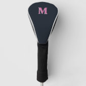 Deep navy roze monogrammed golfheadcover (Voorkant)