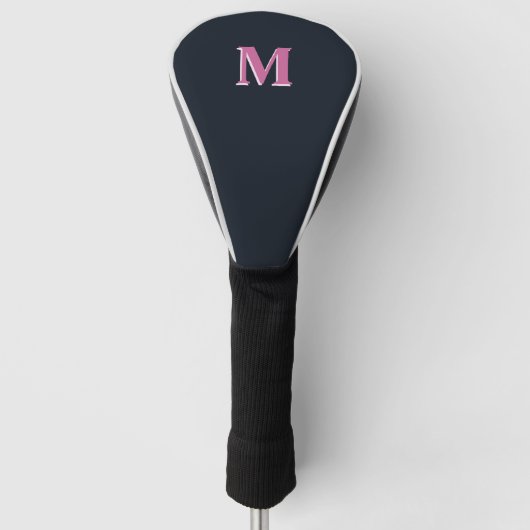 Deep navy roze monogrammed golfheadcover (Voorkant)