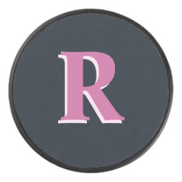 Deep navy roze monogrammed hockey puck