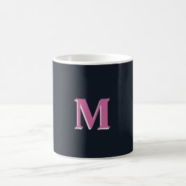 Deep navy roze monogrammed koffiemok