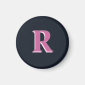 Deep navy roze monogrammed magneet (Voorkant)