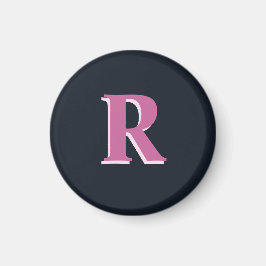 Deep navy roze monogrammed magneet