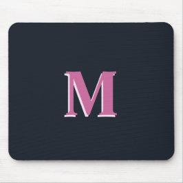 Deep navy roze monogrammed muismat
