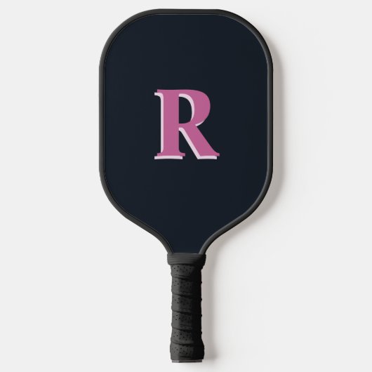 Deep navy roze monogrammed pickleball paddle (Voorkant)