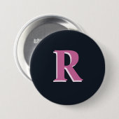 Deep navy roze monogrammed ronde button 7,6 cm (Voorkant /achterkant)