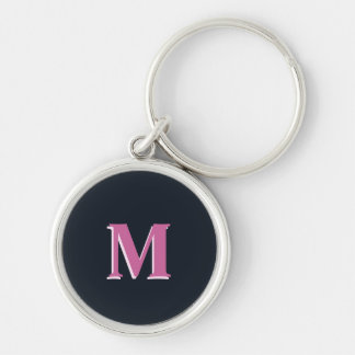 Deep navy roze monogrammed sleutelhanger